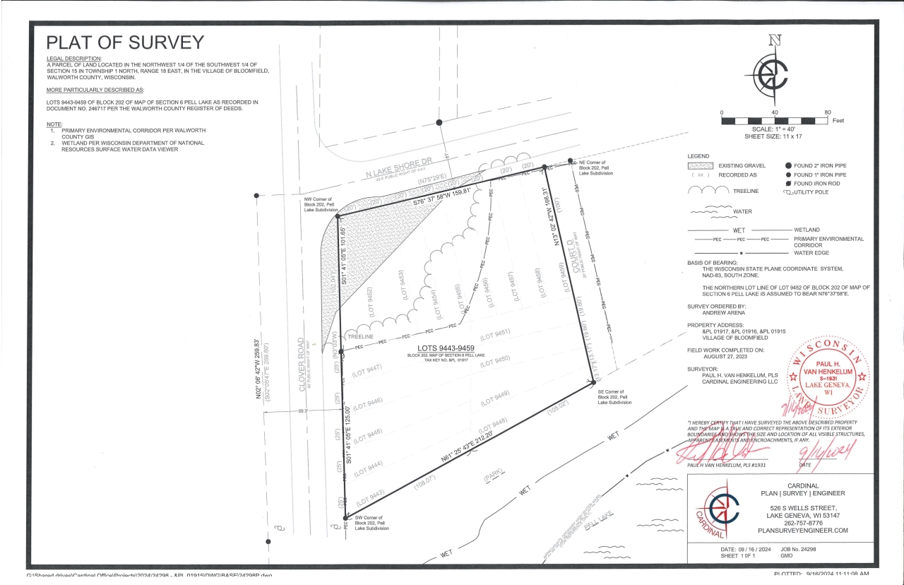 Lt9443 Clover Road Bloomfield, WI 53128 - Photo 2 of 2 Brand new Survey 2024