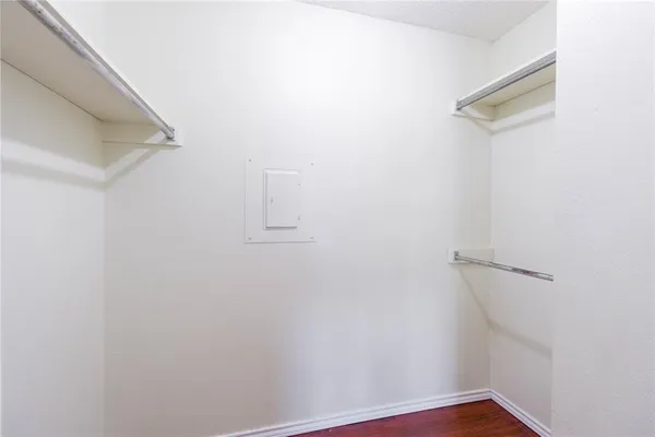 a view of small space with racks on the wall