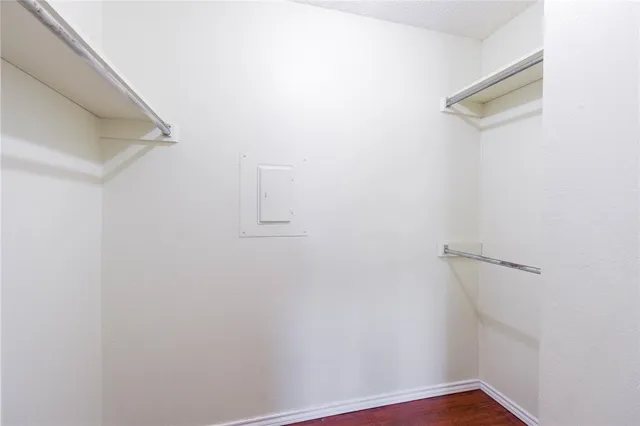 a view of small space with racks on the wall