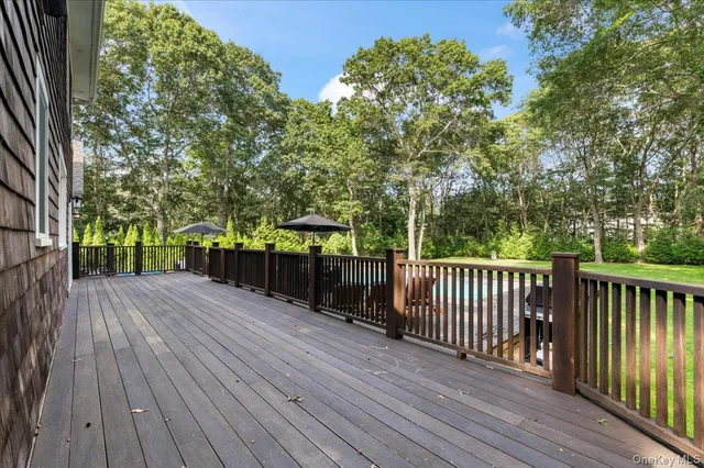 a view of a wooden deck