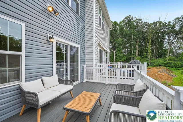 a view of a patio on the deck