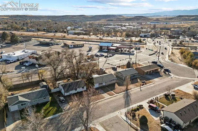 an aerial view of a city