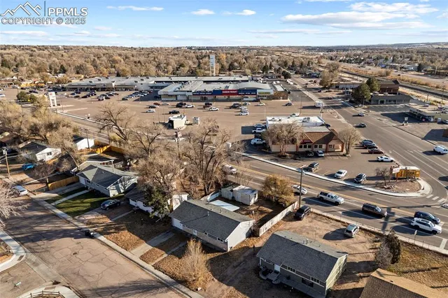 an aerial view of a city