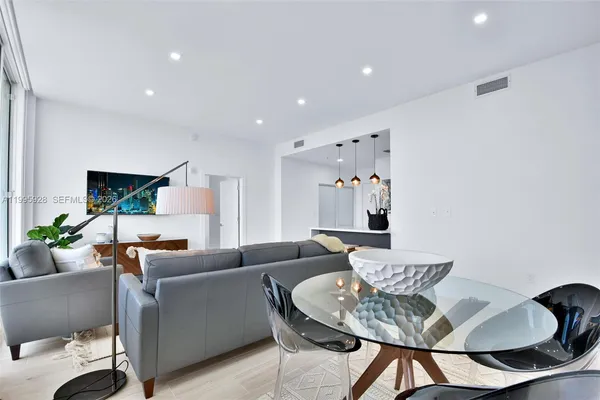 a city view with tall buildings