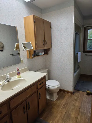 a bathroom with a sink and a toilet