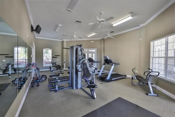 a view of a room with gym equipment
