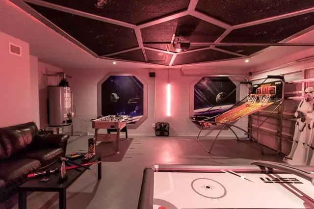 a room with musical instruments