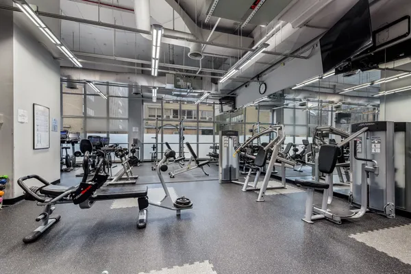 a view of a room with gym equipment