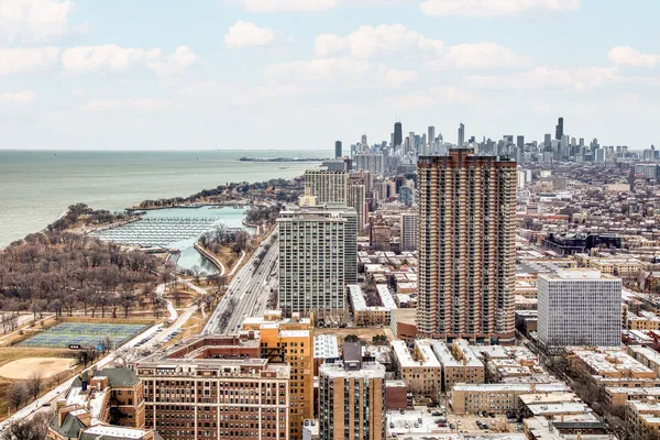 a view of a city with buildings