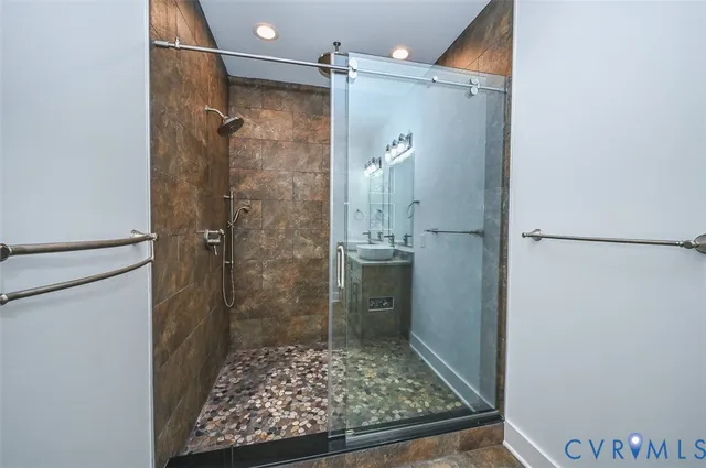 a bathroom with a shower