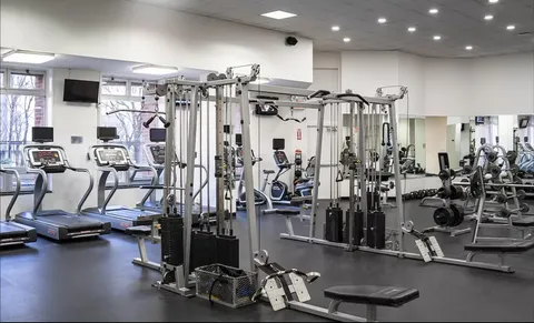 a view of a room with gym equipment