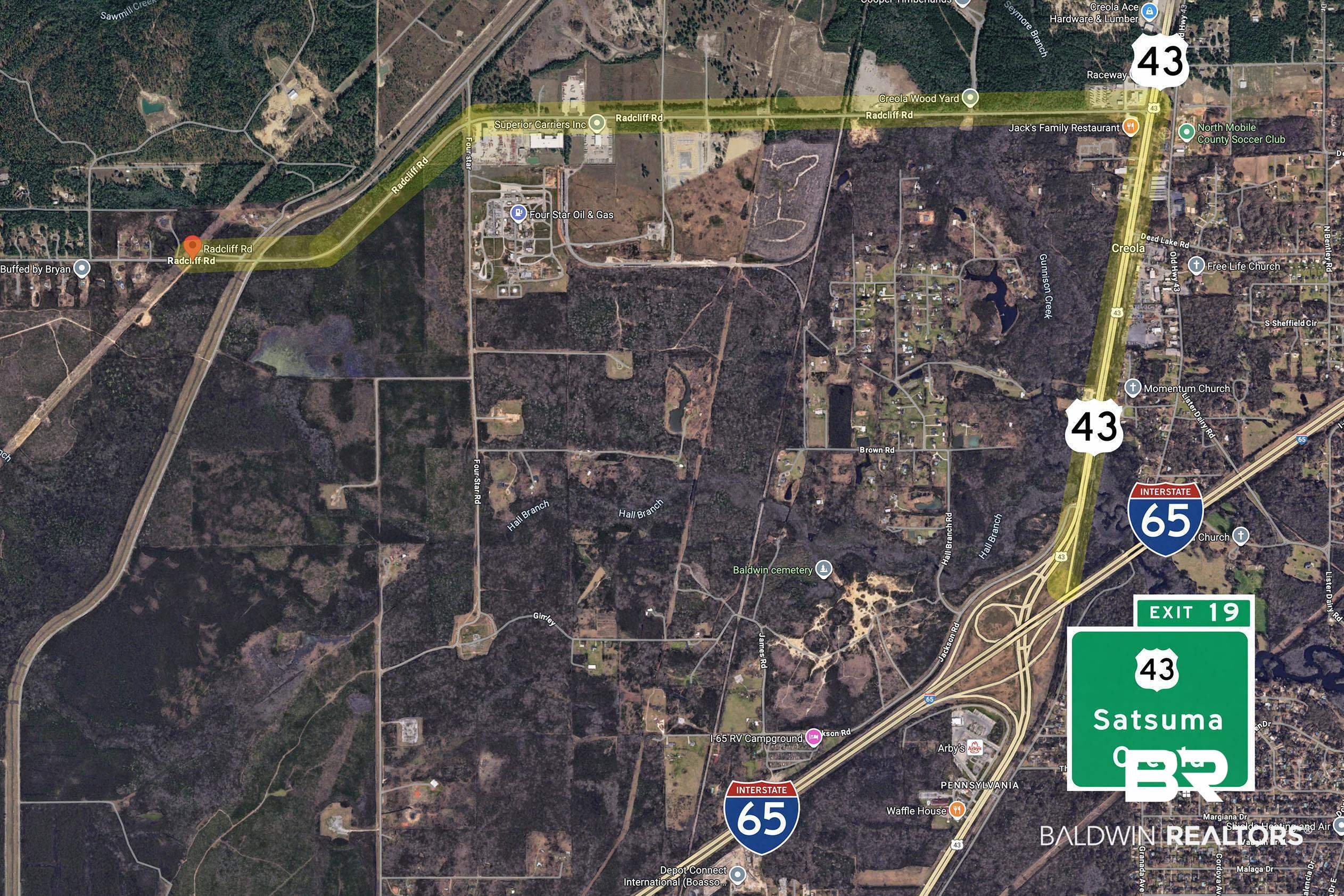 0 Radcliff Road Saraland, AL 36571 - Photo 3 of 14 Aerial map of property and surrounding area