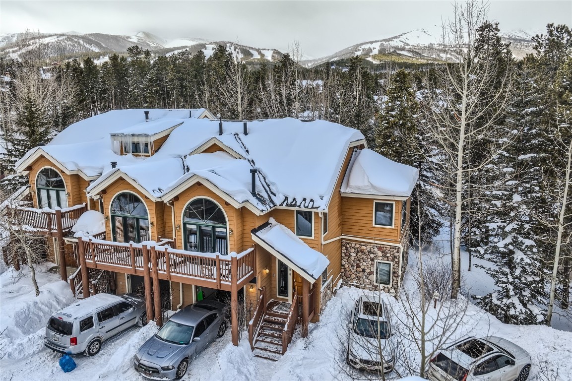 400 Kings Crown Road, Unit 400 Breckenridge, CO 80424 - Photo 33 of 40 an aerial view of a house with a big yard and large trees