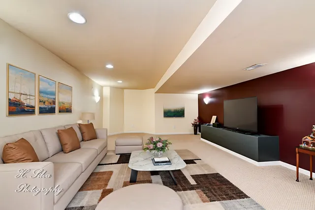 a view of an empty room with a projector