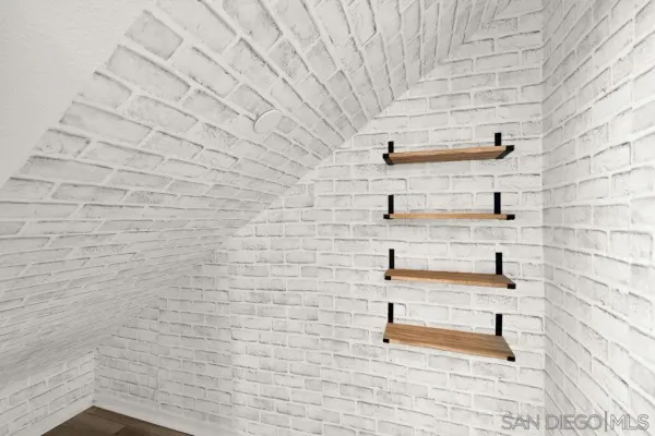 a view of a bench in room