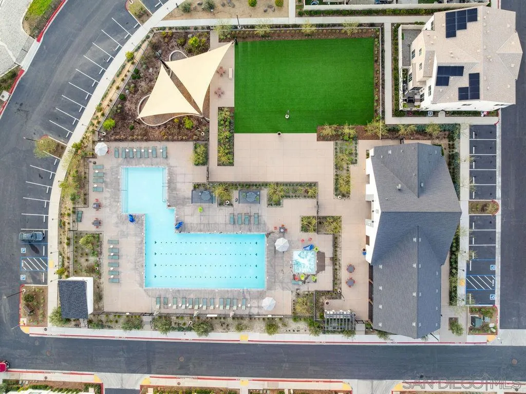 347 Sweet Place Fallbrook, CA 92028 - Photo 29 of 33 an aerial view of a house with a garden and swimming pool