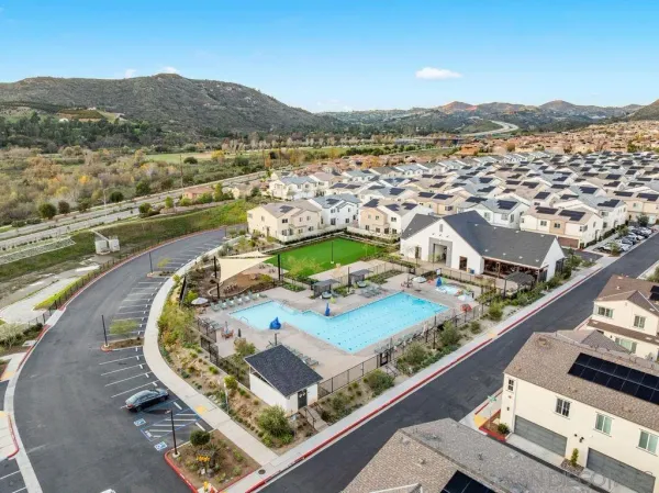 an aerial view of a house