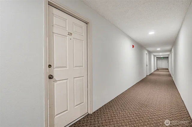 a view of a kitchen from the hallway