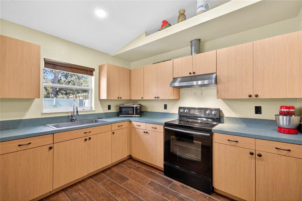1429 Laredo Avenue Spring Hill, FL 34608 - Photo 11 of 28 a kitchen with granite countertop a stove sink and cabinets