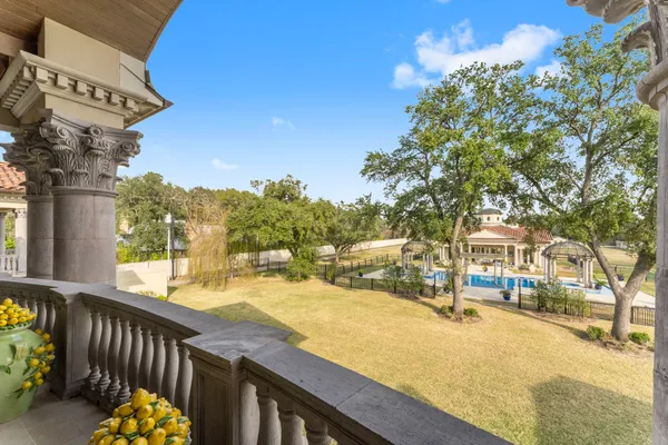 a view of a porch with furniture