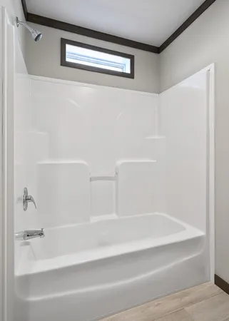 a bathroom with a bathtub
