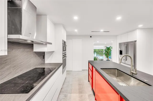 a living room with furniture a flat screen tv and a large window