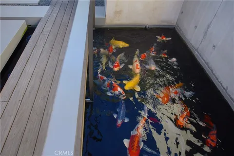 a view of swimming pool from a balcony
