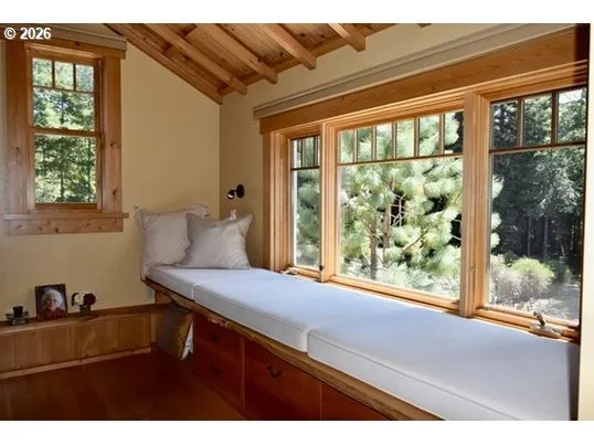 a kitchen view with a window