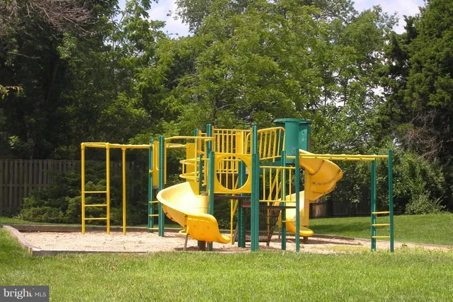 a view of a park with slide