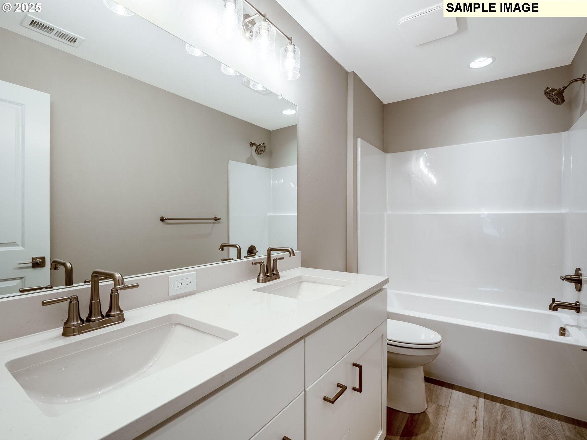 2151 Northeast Ridge Run Lane Estacada, OR 97023 - Photo 8 of 46 a bathroom with a sink vanity granite toilet tub and shower