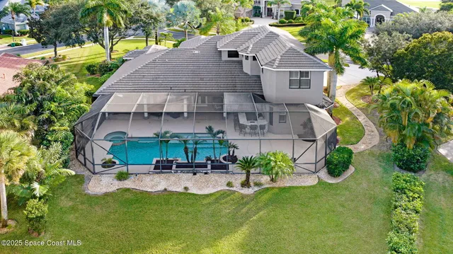 a backyard of a house with seating space