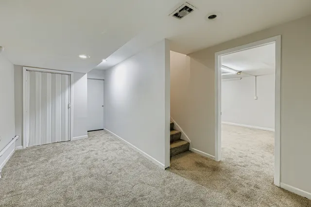 an empty room with a door