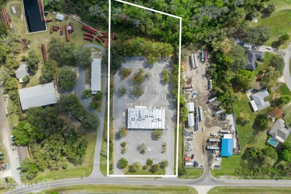 an aerial view of a house