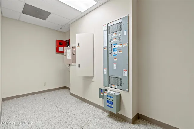 an empty room with windows