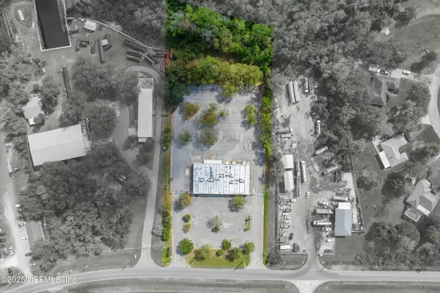 an aerial view of a house