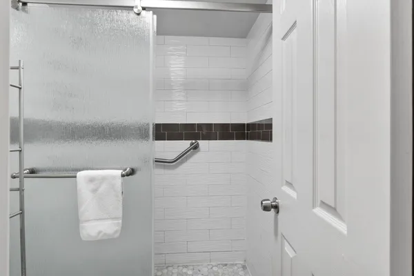 a bathroom with a shower