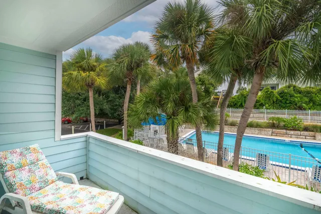 a view of a balcony with lake view