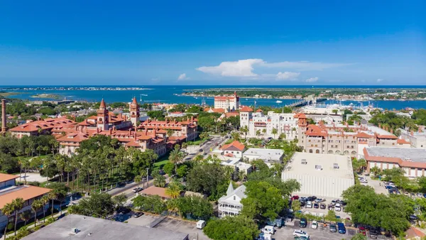a view of a city with tall buildings
