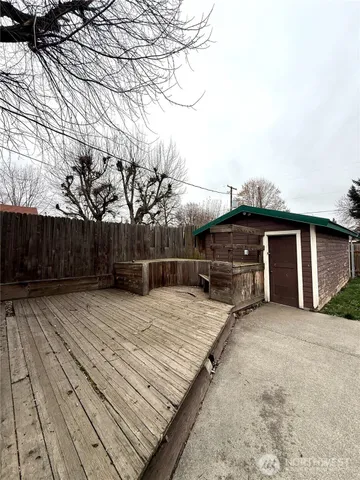 a street view with wooden fence