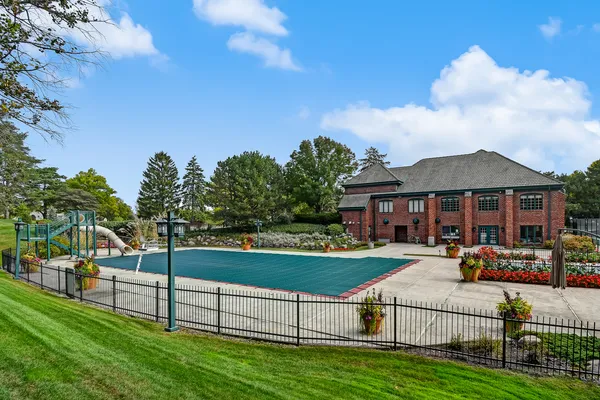 a view of an outdoor space and tennis court