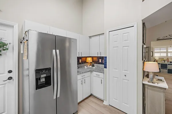 a dining room with furniture
