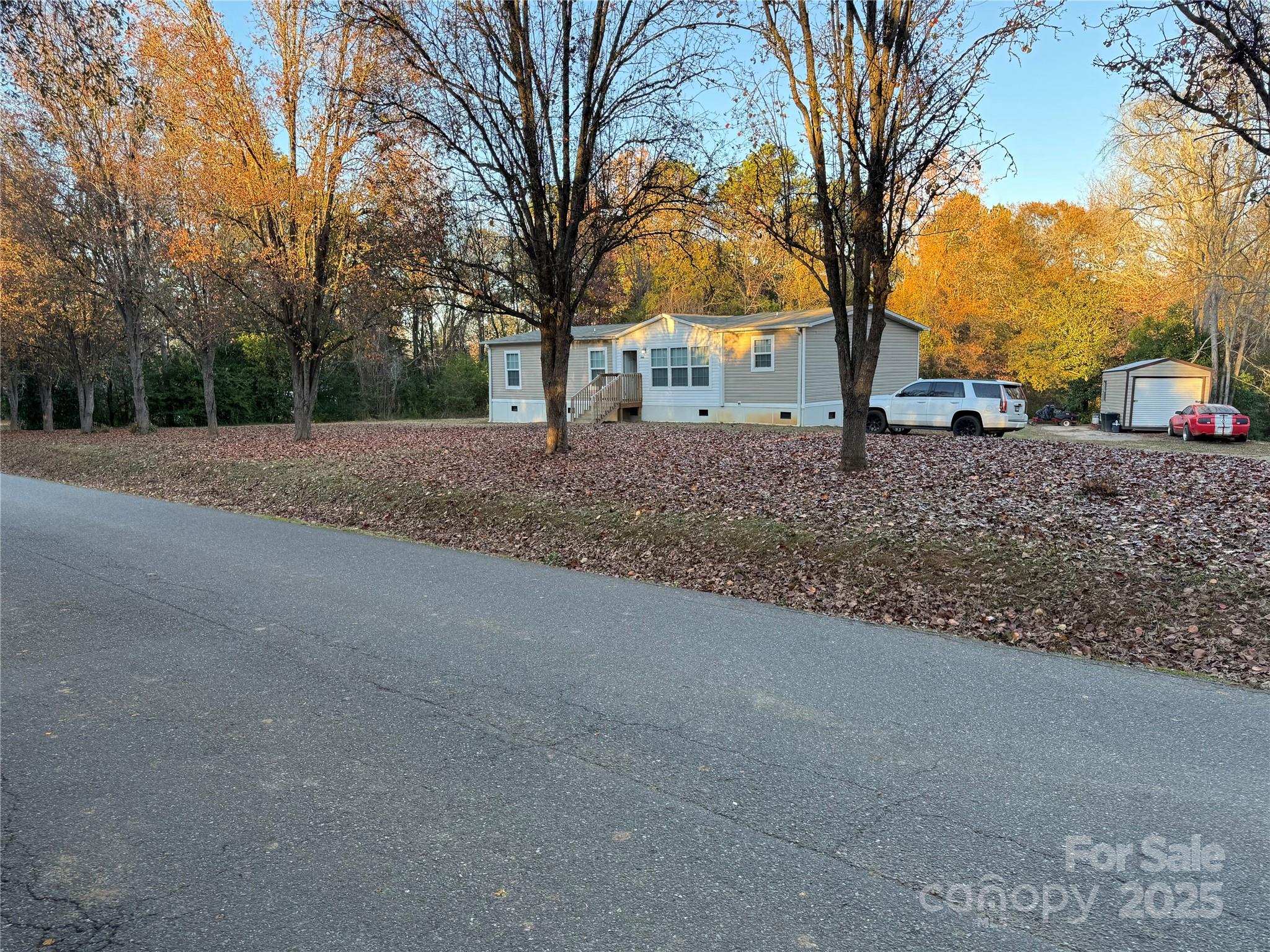 a view of a yard with a trees