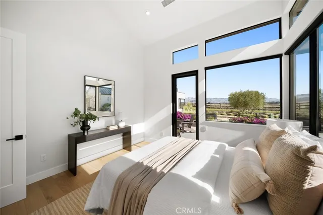 a living room with furniture a dining table and a potted plant