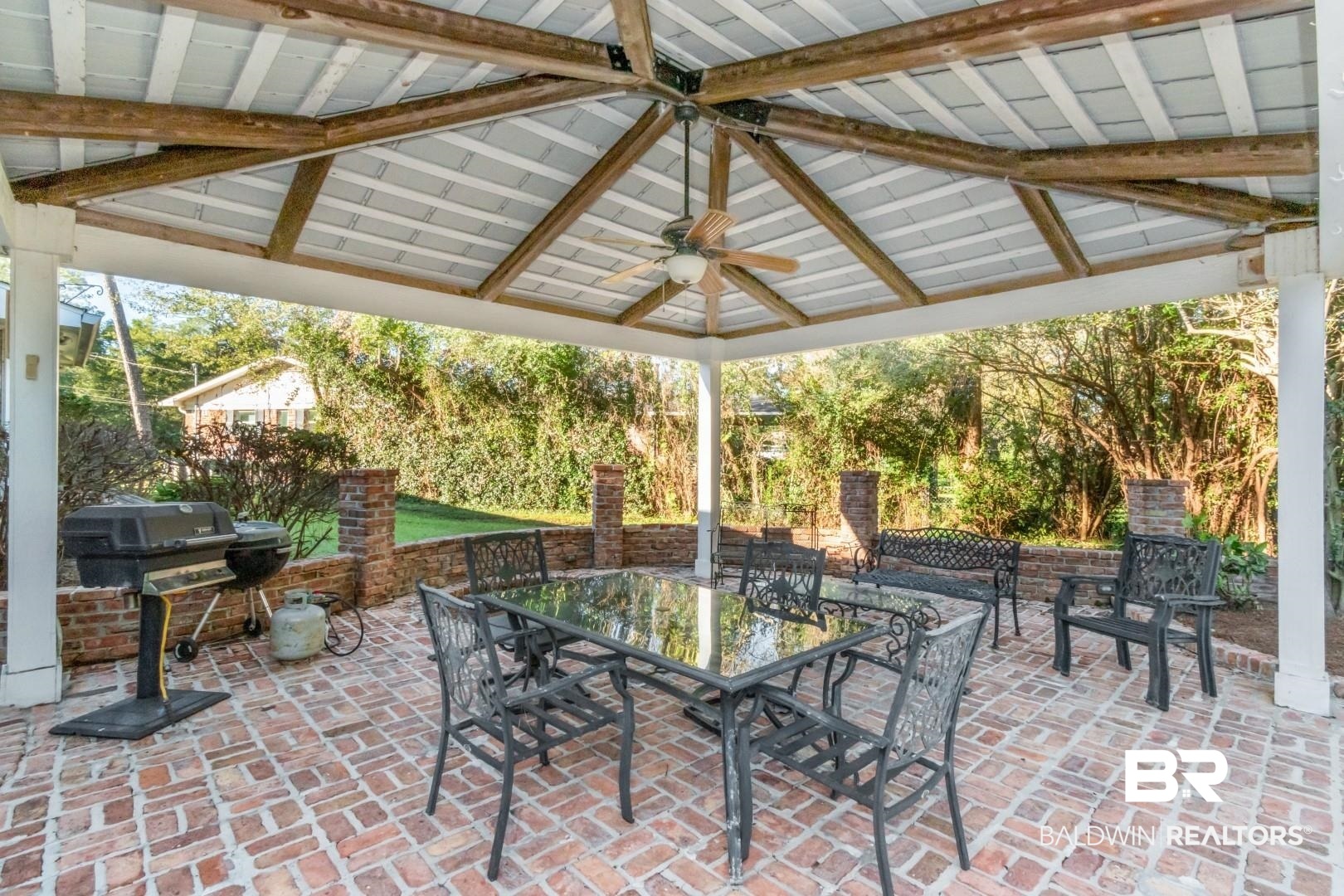 302 Springwood Drive East Mobile, AL 36608 - Photo 29 of 35 View of patio with a gazebo, area for grilling, and ceiling fan