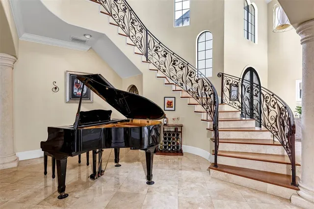a bathroom with a granite countertop sink and a stove