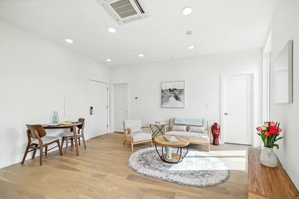 a living room with furniture