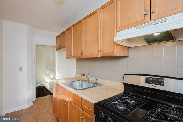 a kitchen with a stove and a sink