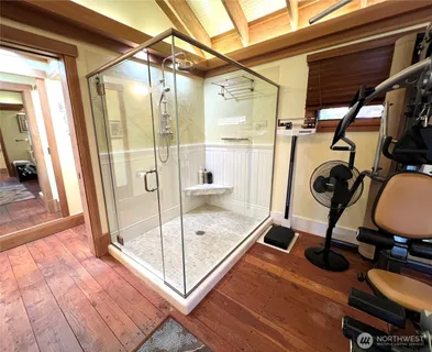 a view of a room with gym equipment