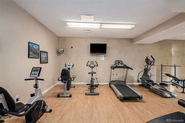 a view of a room with gym equipment