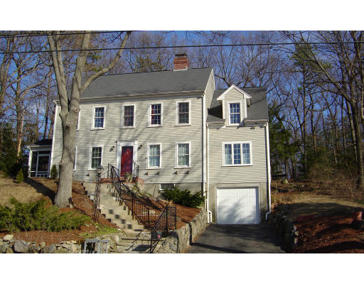 a aerial view of a house with a yard